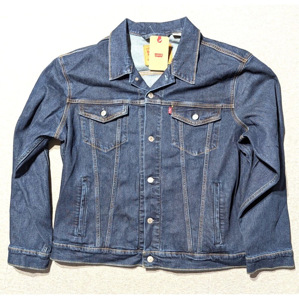 Levi Strauss Blue Denim Mens XL NWT Red Tag Button Front Casual Trucker Jacket